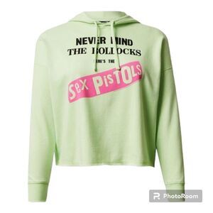 2X 18W 20W Torrid Neon Green Pink Sex Pistols Cozy Fleece Crop Hoodie Punk Music